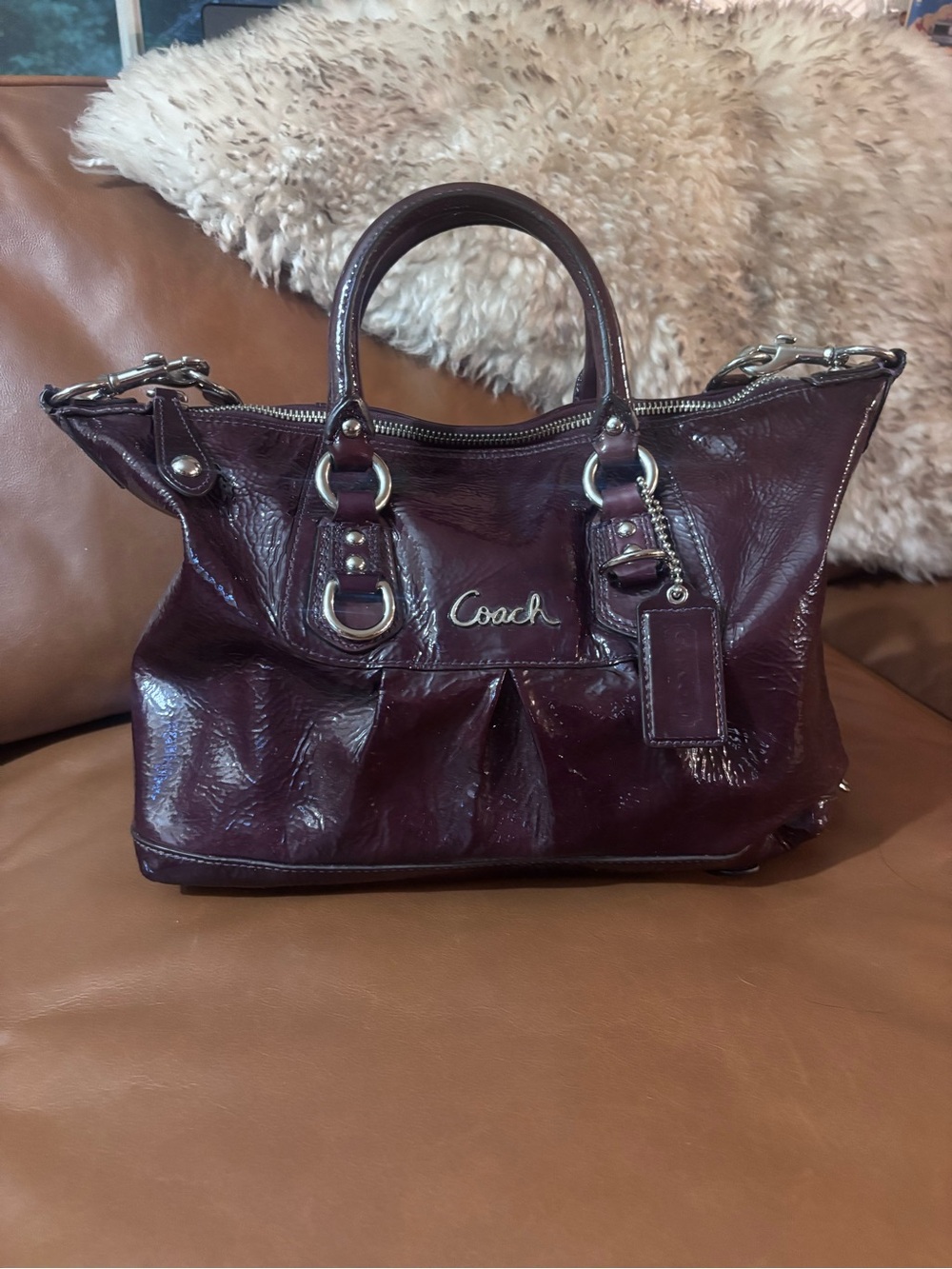 Coach Patent Leather Purse in Plum